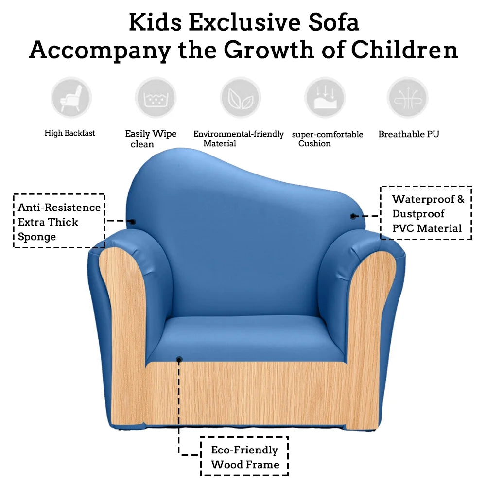 Kids Sofa with Ottoman PVC Leather Toddler Chair E5705