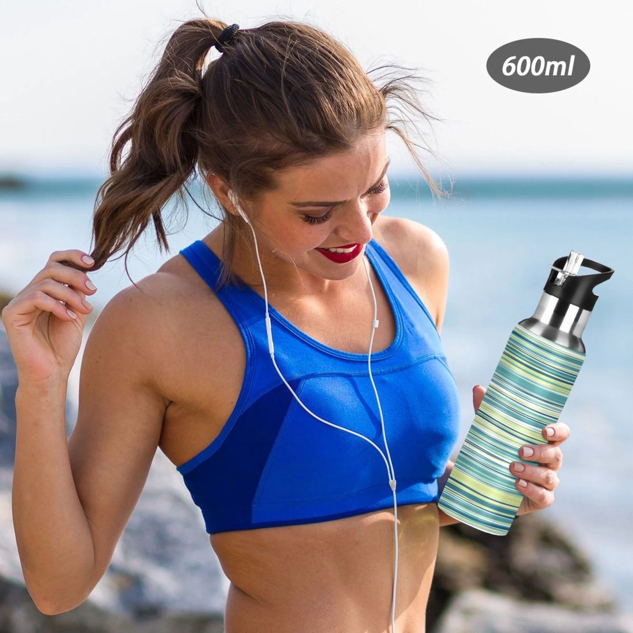 Green Stainless Steel Water Bottle with Straw Lid 20 OZ N758573