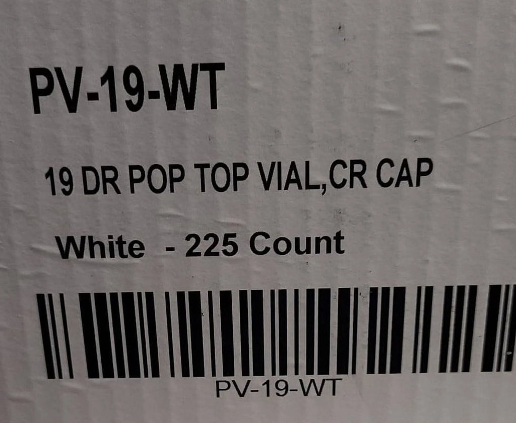 225 Pc White 19 Dram Pop Top Vial Child Resistant Cap Pill Container C966449