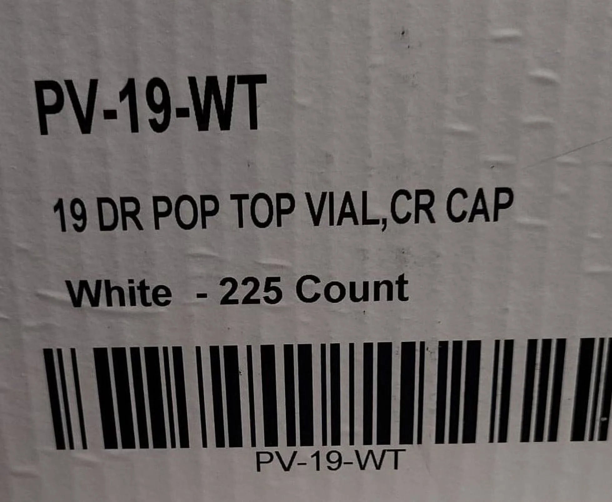 225 Pc White 19 Dram Pop Top Vial Child Resistant Cap Pill Container C966449