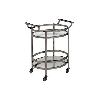 Clear Glass and Black Nickel Finish Serving Cart F2142