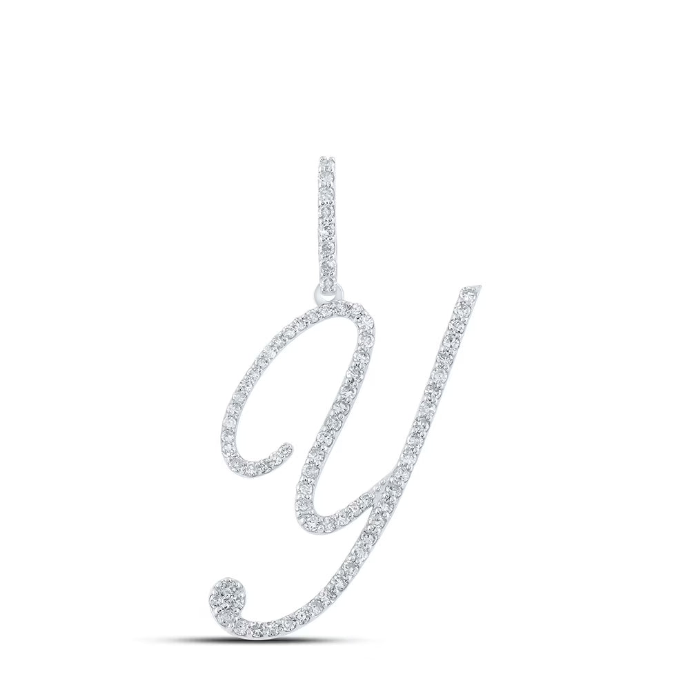 10kt White Gold Diamond Initial Letter Pendant B648