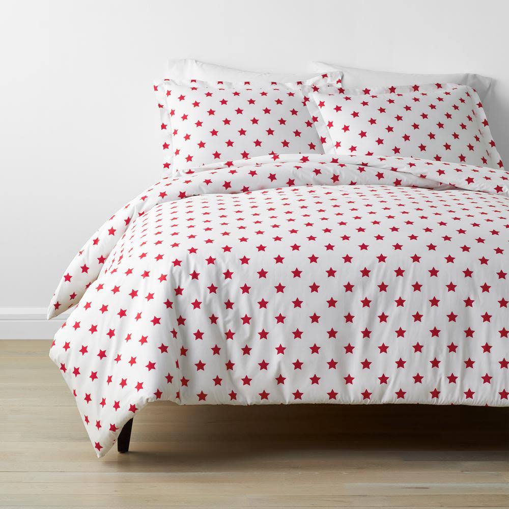 Red Organic Cotton Percale Twin Duvet Cover Set G37025