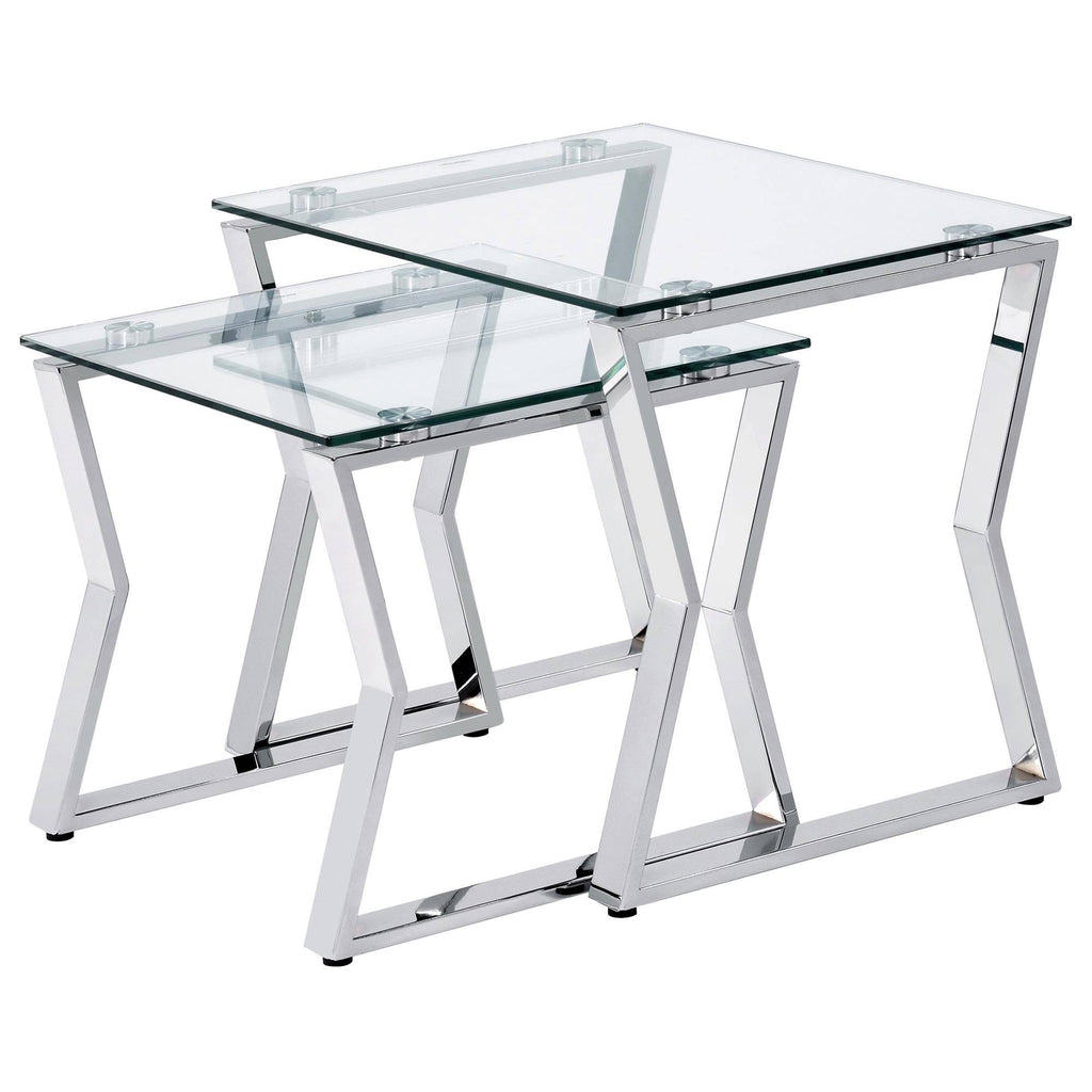 Chrome Glass Top 2-Piece Nesting Tables C98715