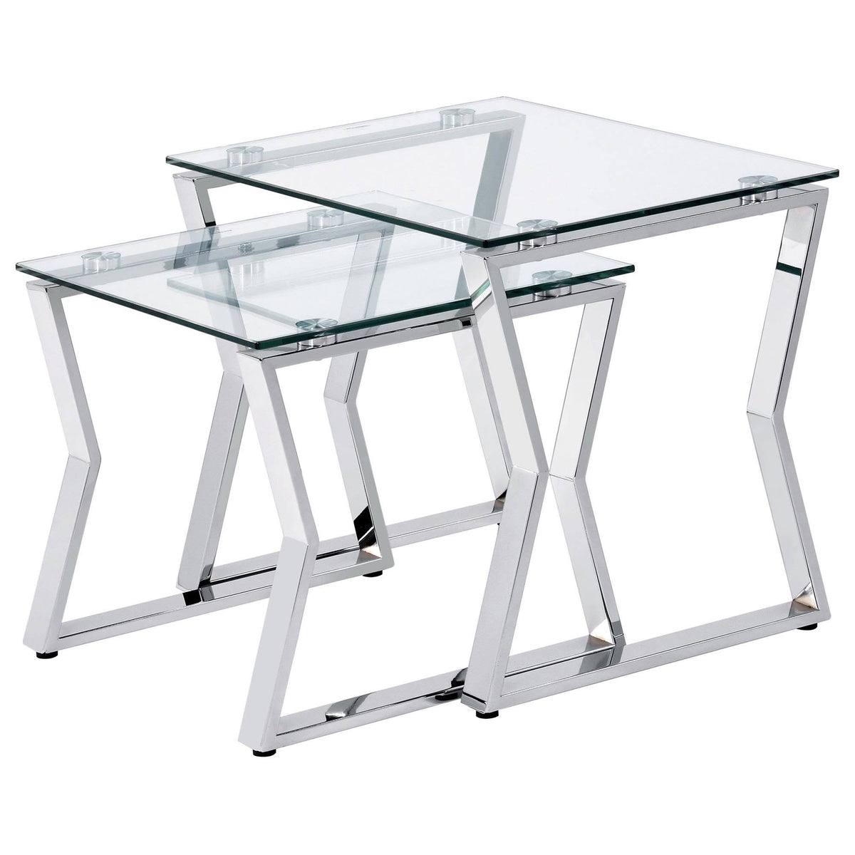 Chrome Glass Top 2-Piece Nesting Tables C98715