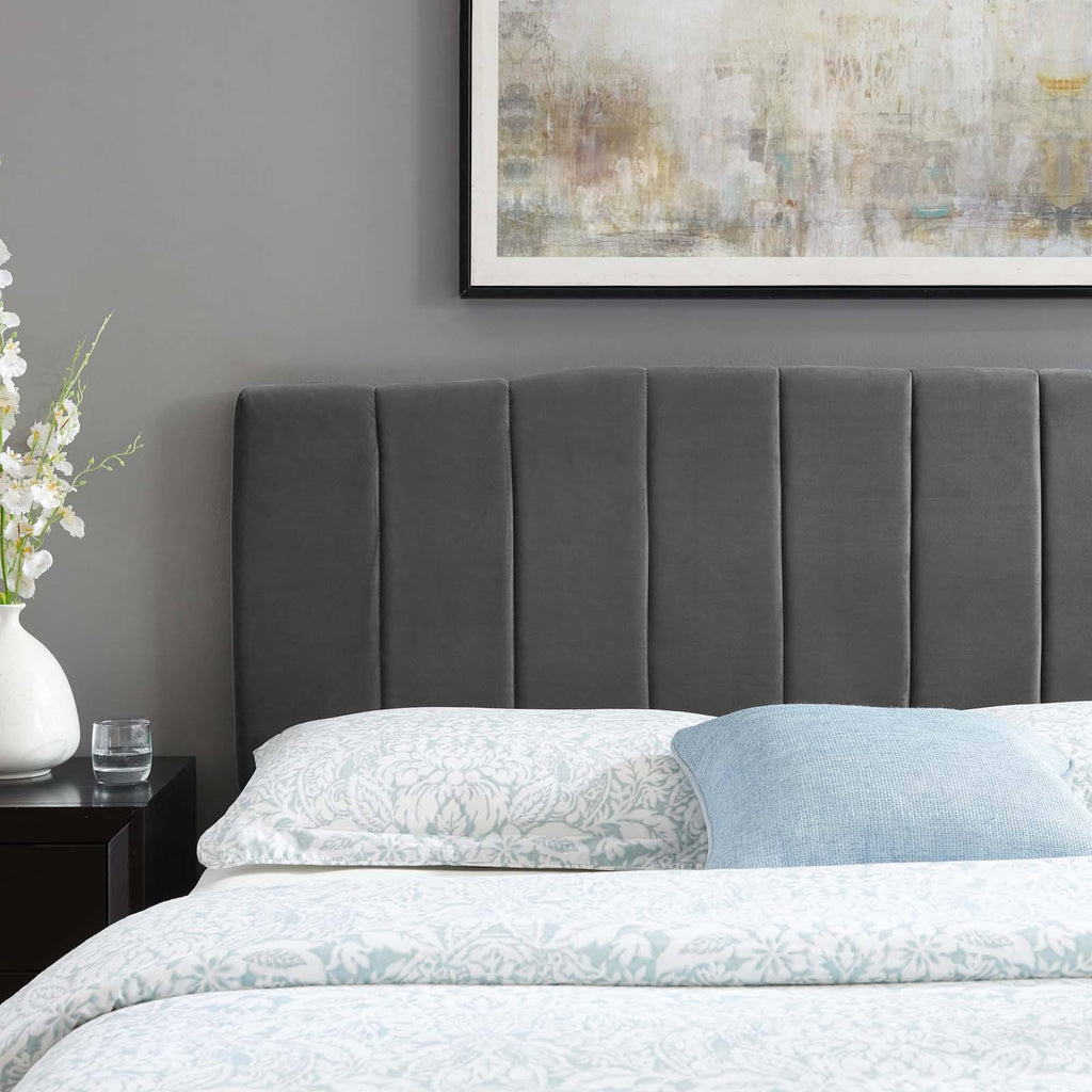 White Performance Velvet Headboard Q4883