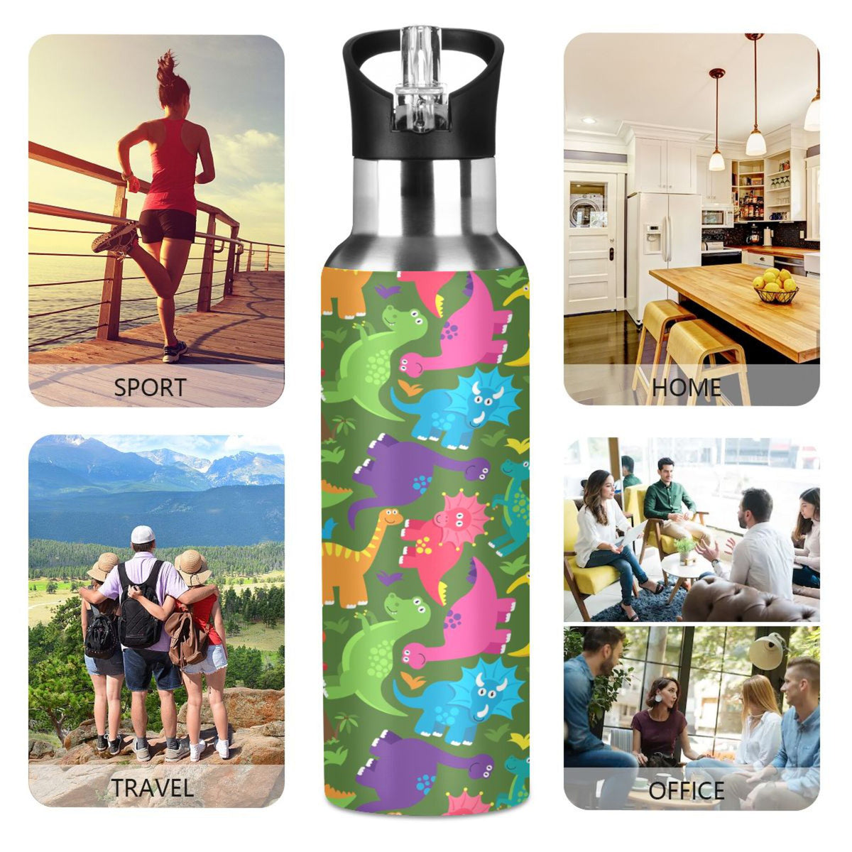 Stainless Steel Water Bottle with Straw Lid Vacuum Insulated 20 OZ D608