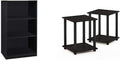 3-Tier Adjustable Shelf Bookcase, Black, End Table, Espresso/Black O203