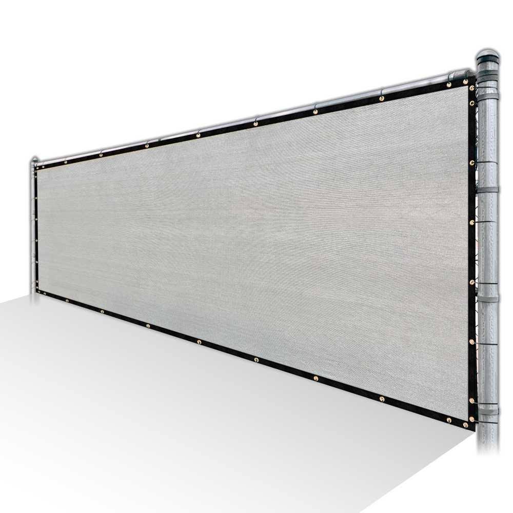 Grey Privacy Fence Screen HDPE Mesh Cover with Reinforced Grommets Z16256
