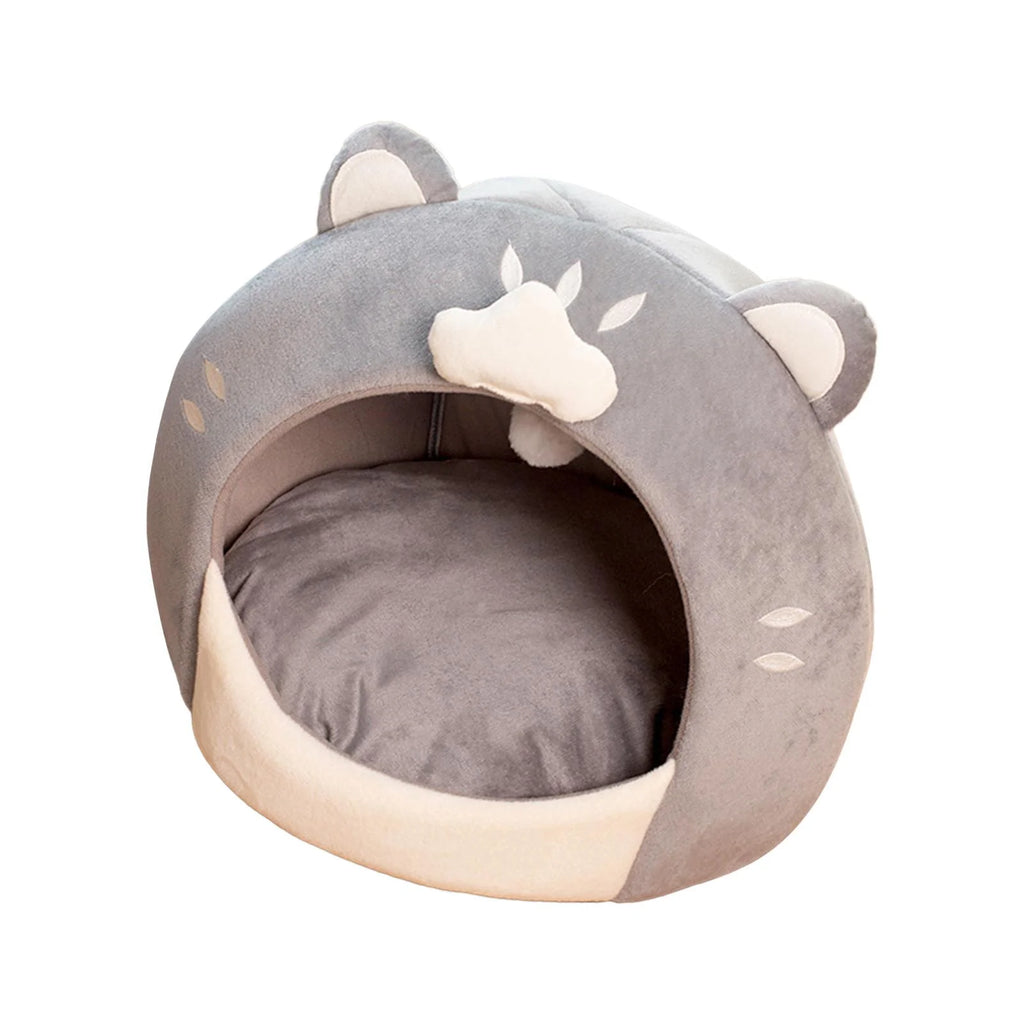 Covered Cat Bed House Tent with Plush Ball Inner Cushion V8288