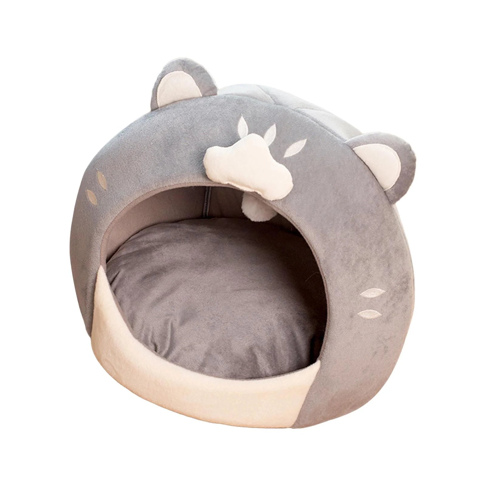 Covered Cat Bed House Tent with Plush Ball Inner Cushion V8288