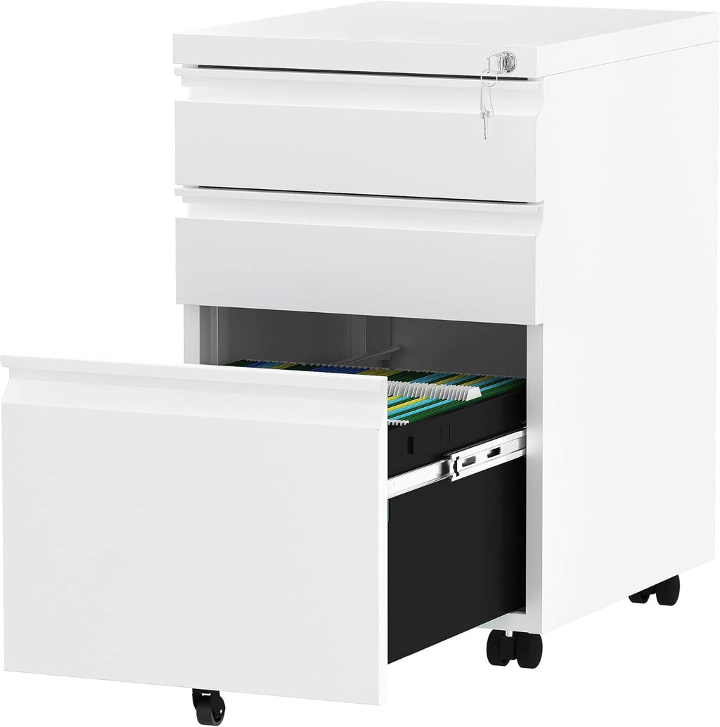 Black 3-Drawer Mobile File Cabinet with Lock E992409