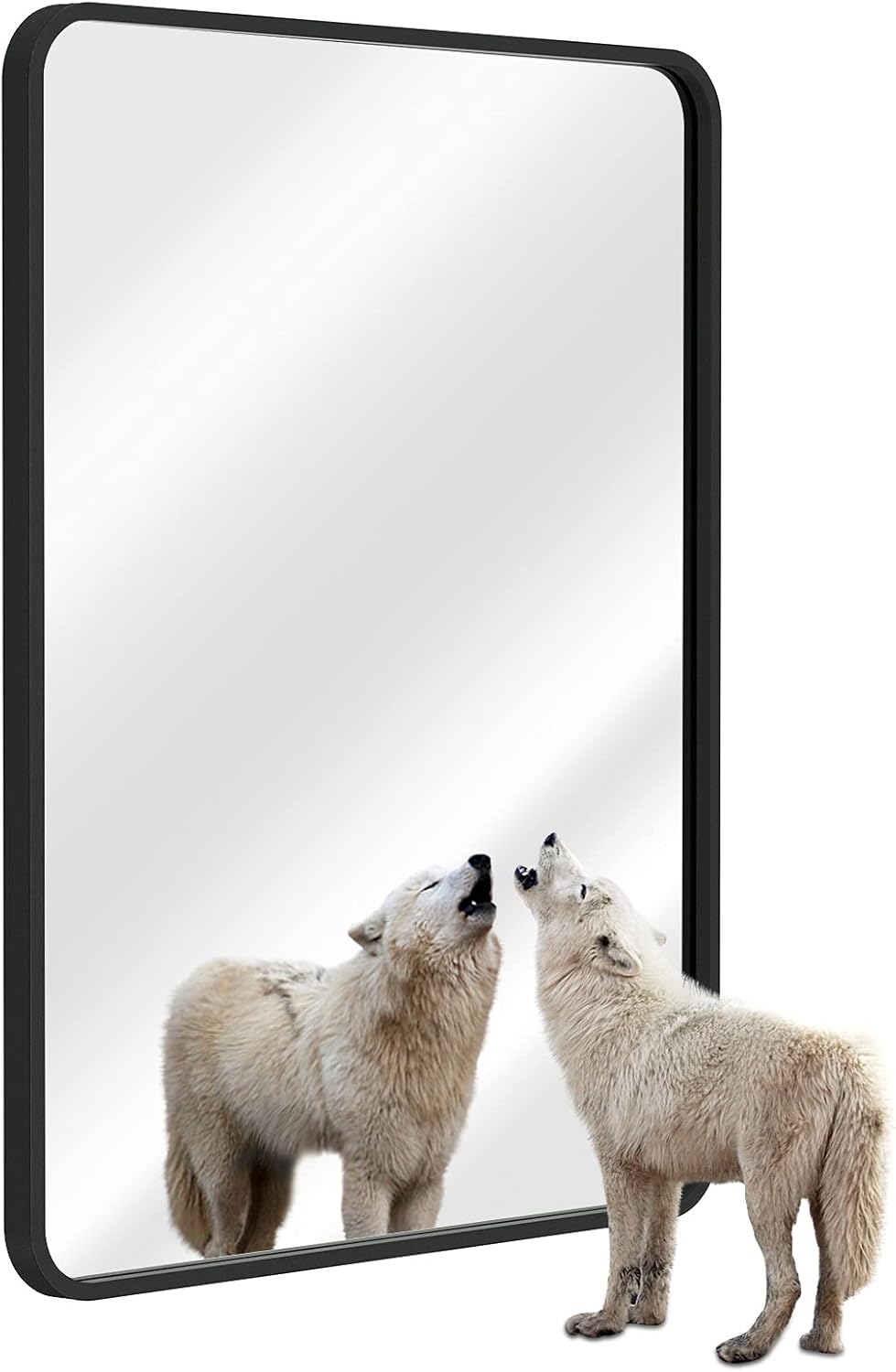 Black Rectangle Wall Mounted Mirror with Aluminum Frame L222