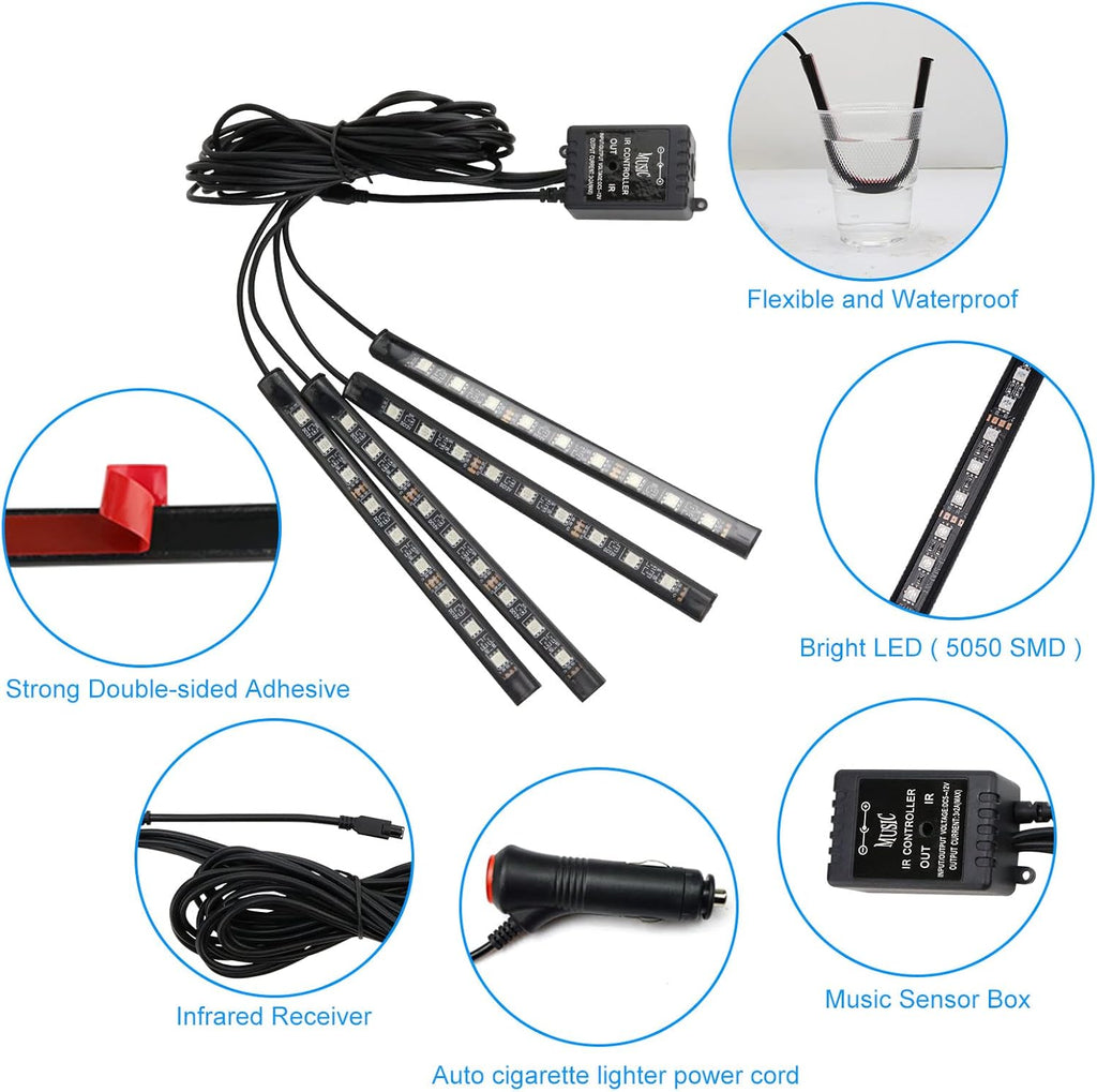 6 in 1 Car LED Strip Lights with Remote and APP Control S872441