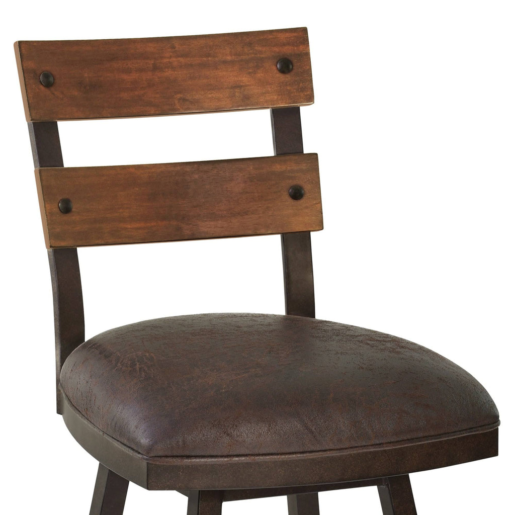 Counter Height Swivel Barstool in Espresso Fabric and Auburn Bay Finish with Walnut Wood S7407