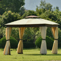 10' X 10' Outdoor Gazebo Tent with Metal Frame, khaki S170130