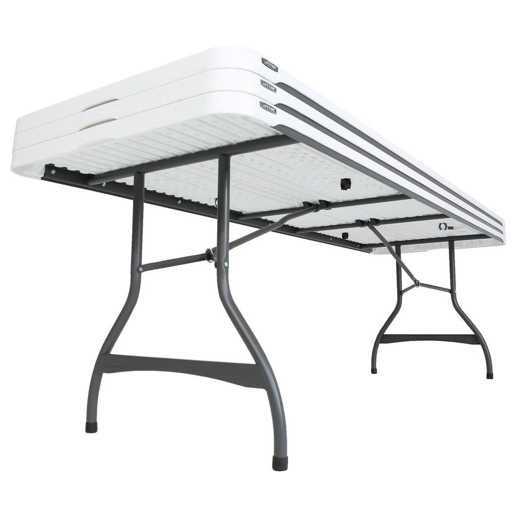White Granite 8 Foot Rectangle Folding Table D2164
