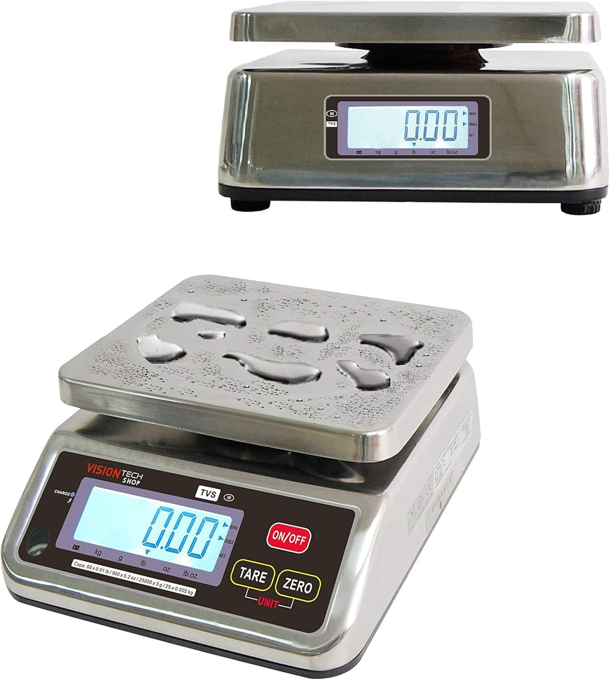Stainless Steel Washdown Scale, 6lb Capacity, Dual Display A192573