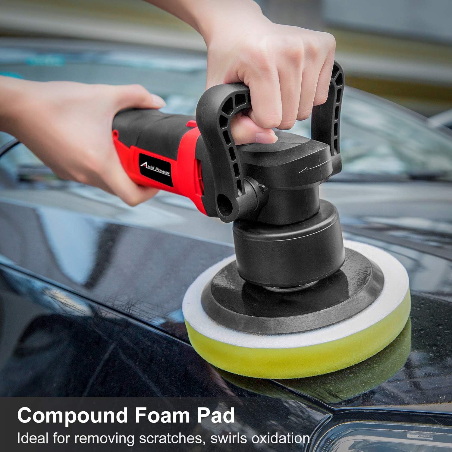 6-inch Dual Action Random Orbital Car Buffer Polisher with Variable Speed, 3 Foam Pads R5126