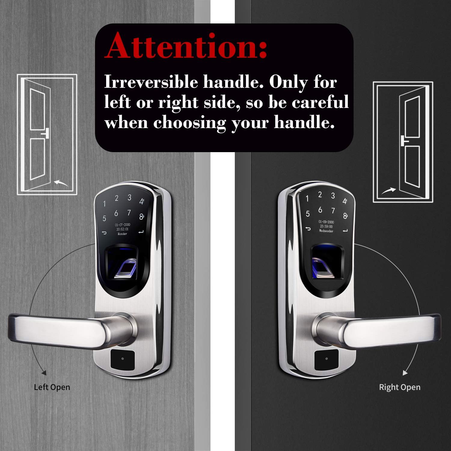 Smart Door Lock with Fingerprint Stainless Steel Touchscreen Q300
