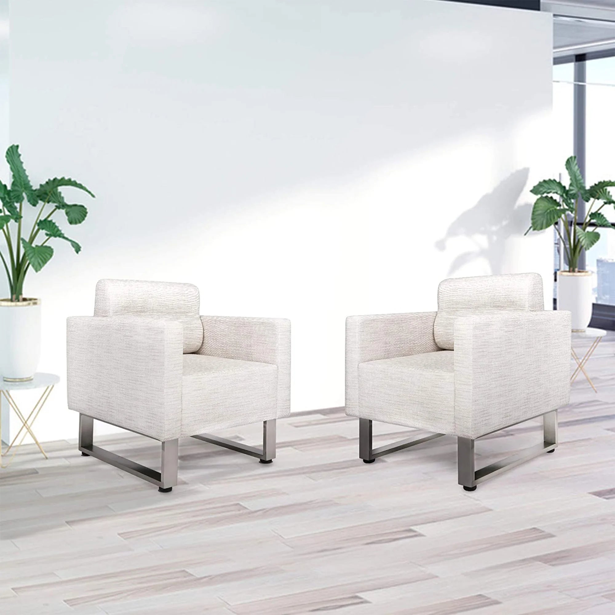 White Leather Lounge Accent Chair T519