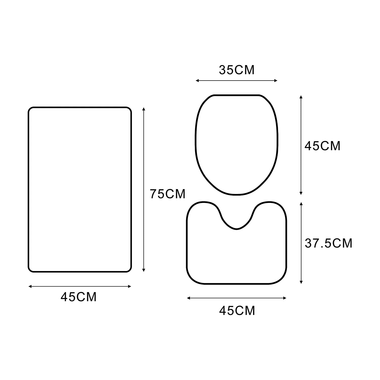 3 Piece Bathroom Rugs Set with Contour Mat and Toilet Lid Cover B42314