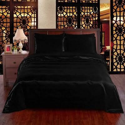 Linen 6 Pcs Satin Sheets Duvet Cover Bed Set L206