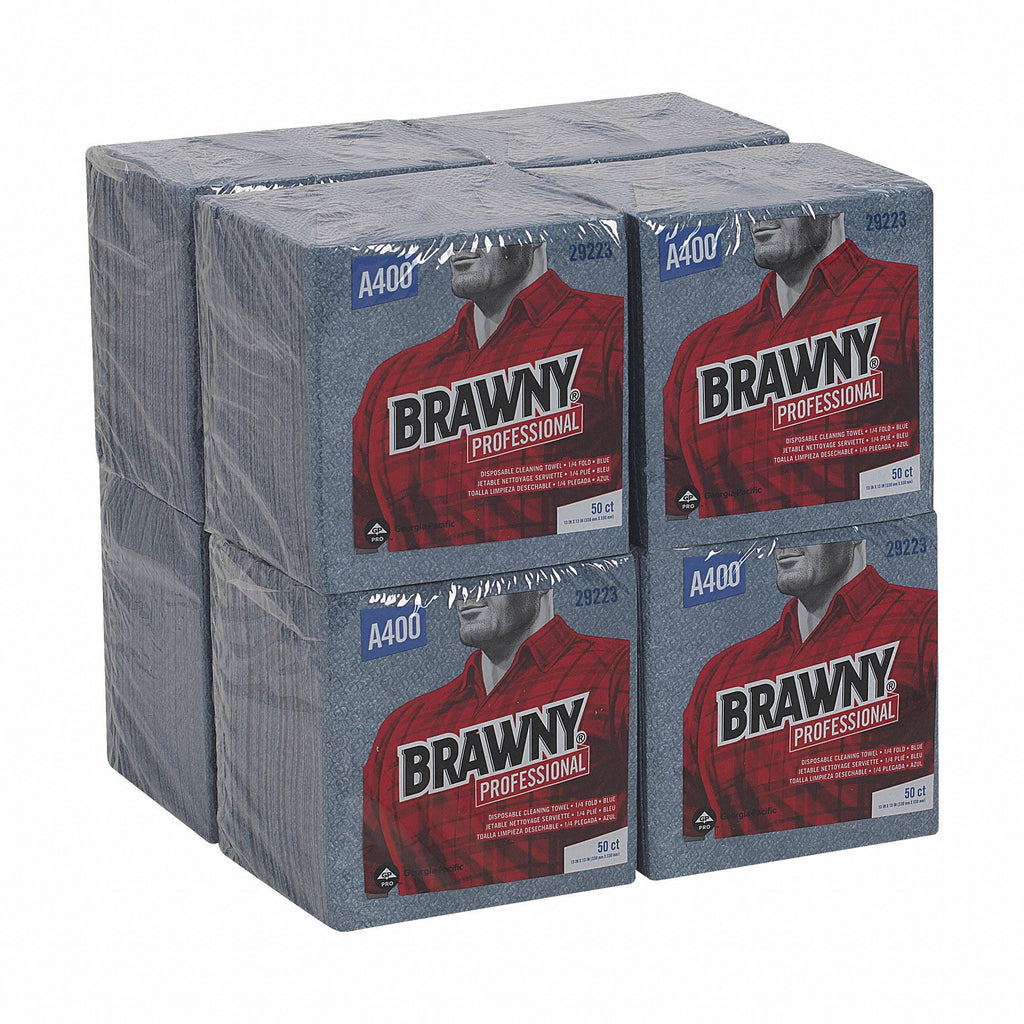 Medium Duty Airlaid 1/4 Fold Wipes, Blue, 50/Pack, 8 Packs/Carton T10844