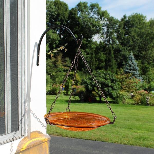 12 in. Mandarin Crackle Birdbath with Tripod Stand G875510