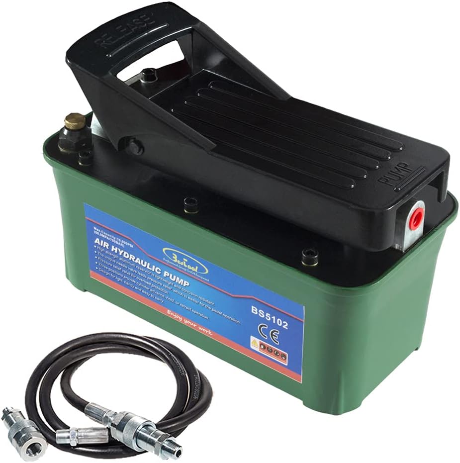 10,000 PSI Air Hydraulic Foot Pump with Hose E3055