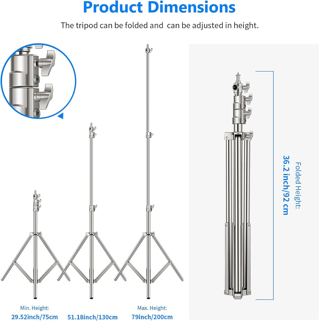 Stainless Steel Light Stand, 79 inches/200 Centimeters, Pack of 2 H6371