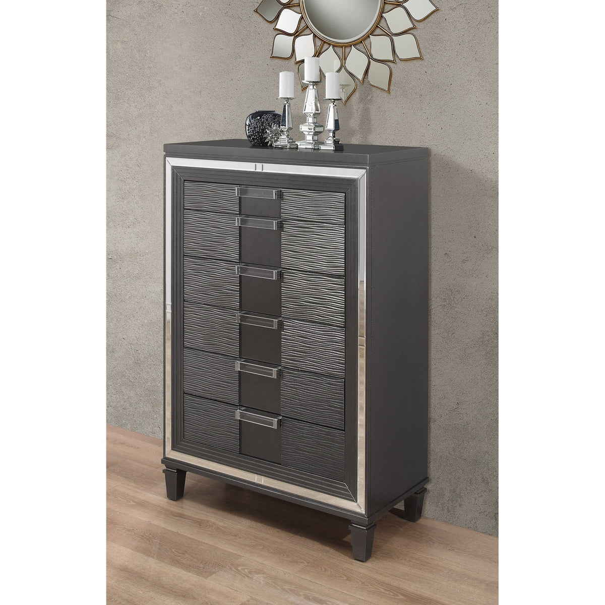 Metallic Grey 5-Drawer Chest Q889