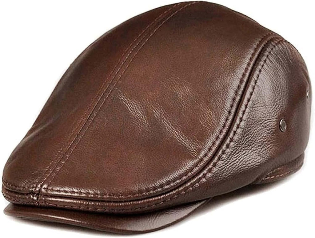 Adjustable Leather Newsboy Cap K14061