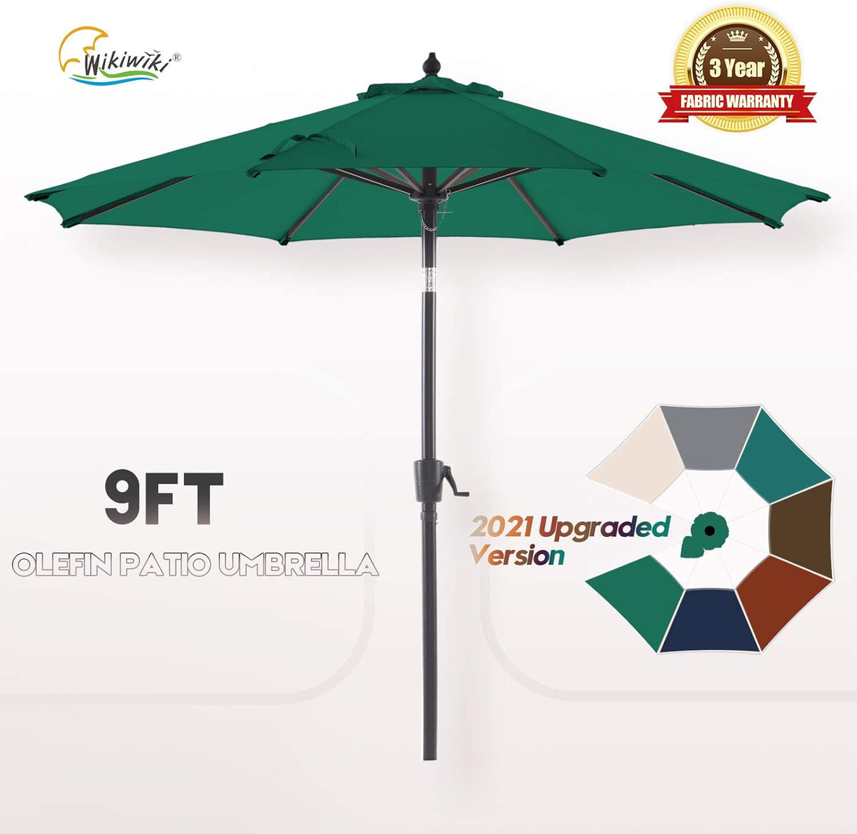 9 FT Forest Green Olefin Market Umbrella A808242