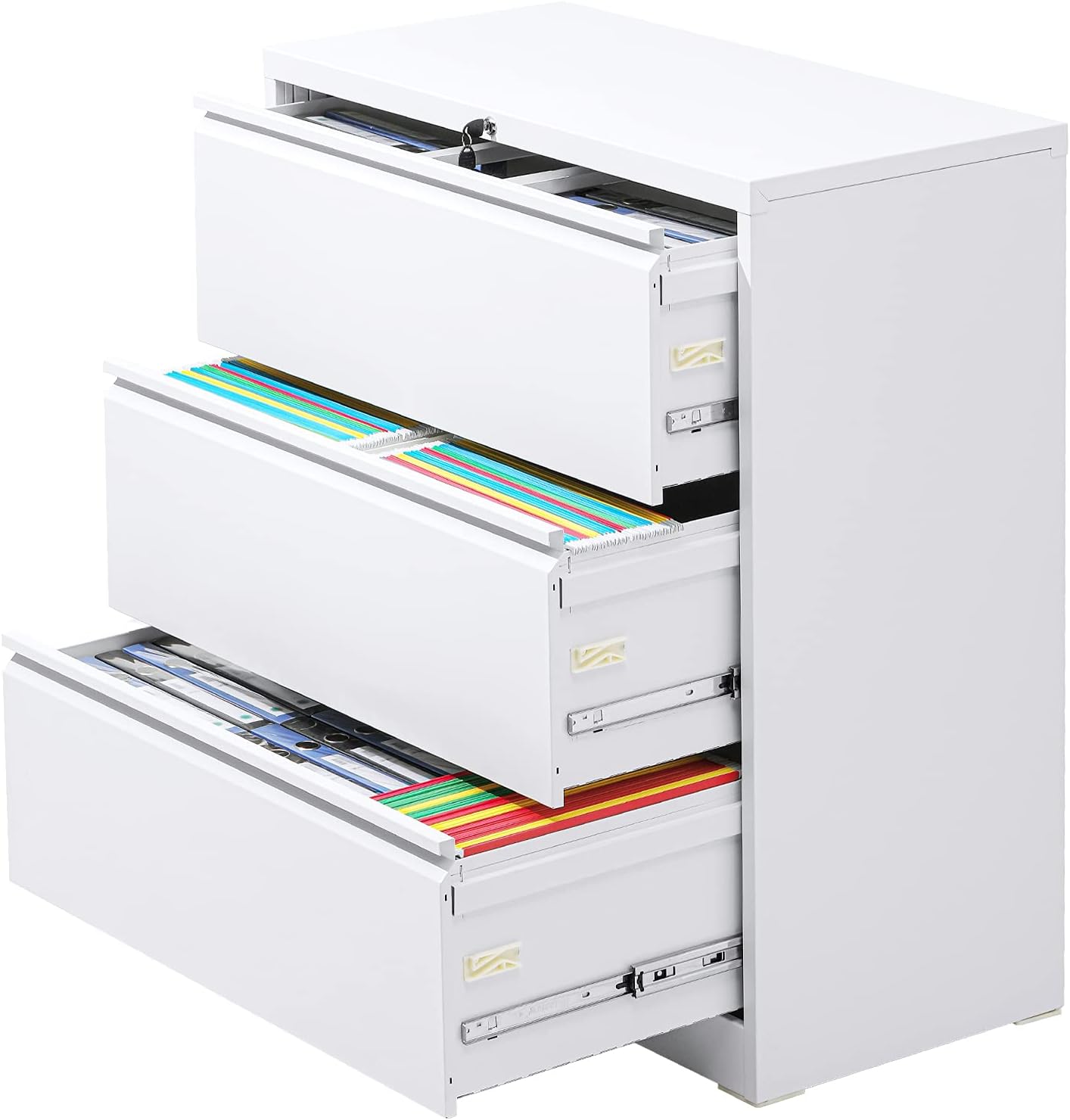 Black Mobile Filing Cabinet 3 Drawer with Lock Wheels C951067