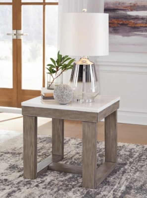 White Marble Top Casual End Table N279