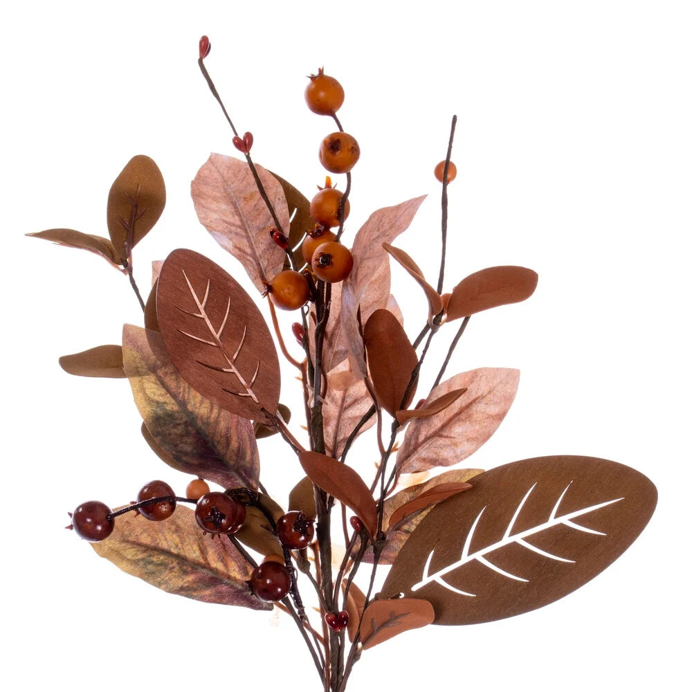 Lt Brown Fall Berry Wood Leaf Garland Z62343
