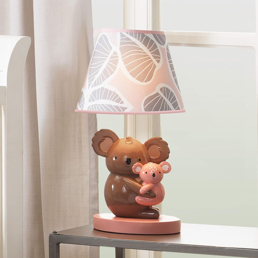 Pink/Gray Koala Nursery Lamp with Shade & Bulb A657