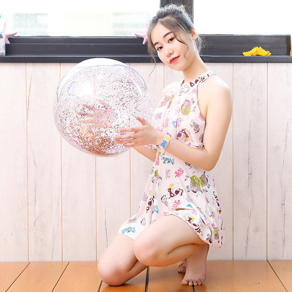 4pcs Glitter Sequin Beach Balls Inflatable PVC Toys with Pumps L251197