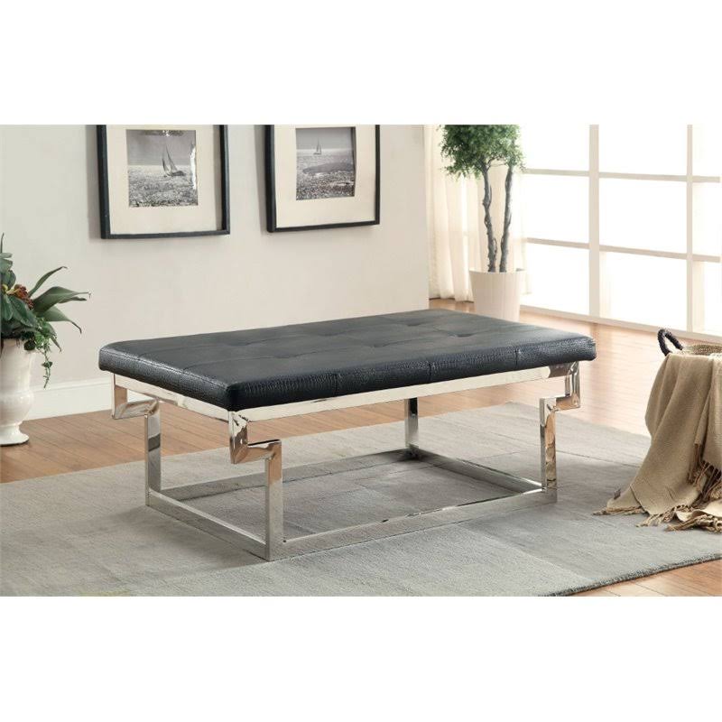 Tufted Faux Leather Bench in Black Z750393