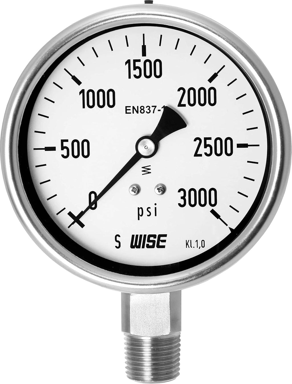 100mm 4" Dial 0~10000psi Full Stainless Steel Internals Pressure Gauge Pack of 2 W53107
