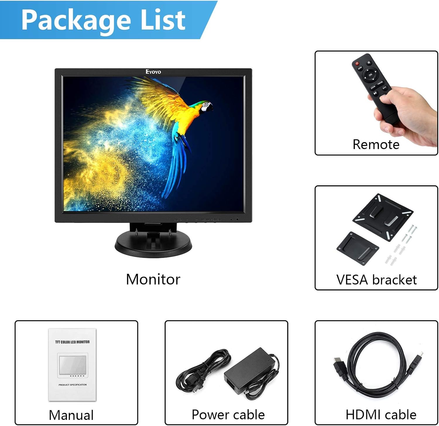 14 inch LCD HDMI Monitor with Built-in Speakers and Remote H774