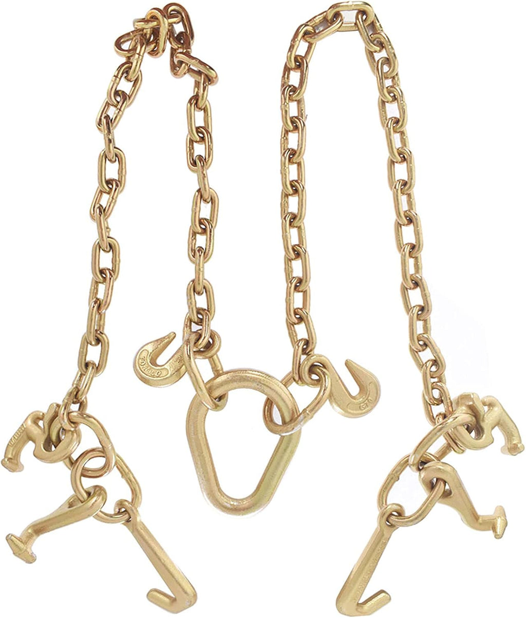 36,4700 LBS Chain V Bridle with RJT Hook Tow Truck Winch Cable Pull Wrecker Recovery Grab Pack of 2 K381993
