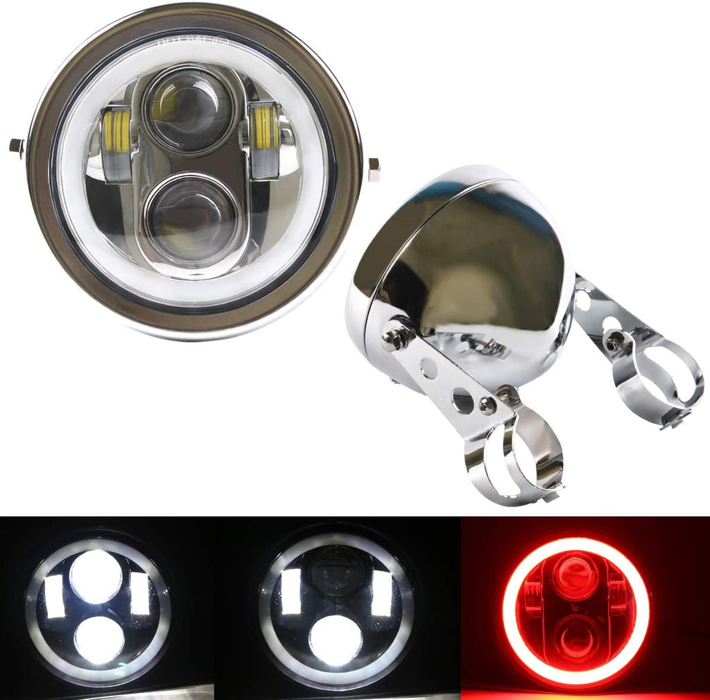 Red DRL LED Motorcycle Headlight with Headlight Housing Bucket F4143