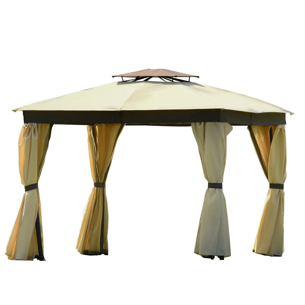 10' X 10' Outdoor Gazebo Tent with Metal Frame, khaki S170130