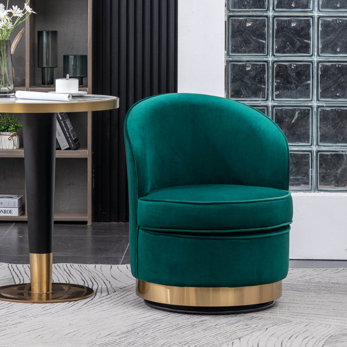 Green Velvet Swivel Chair U309