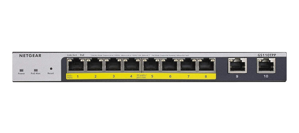 10-Port Gigabit Ethernet Smart Managed Pro PoE Switch with 8 x PoE+ 120W P5548