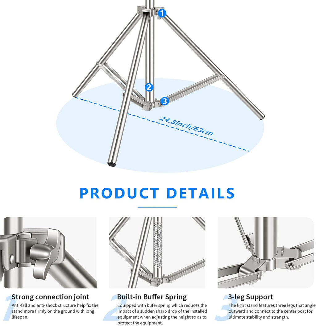 Stainless Steel Light Stand, 79 inches/200 Centimeters, Pack of 2 H6371