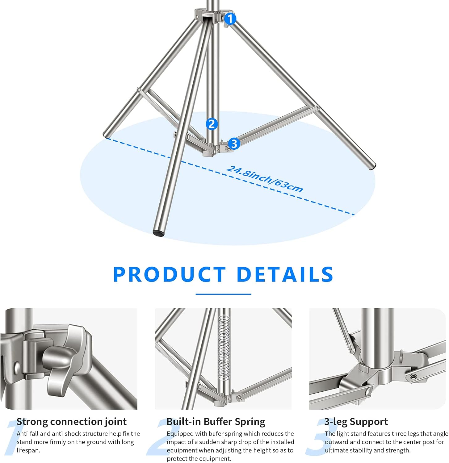 Stainless Steel Light Stand, 79 inches/200 Centimeters, Pack of 2 H6371