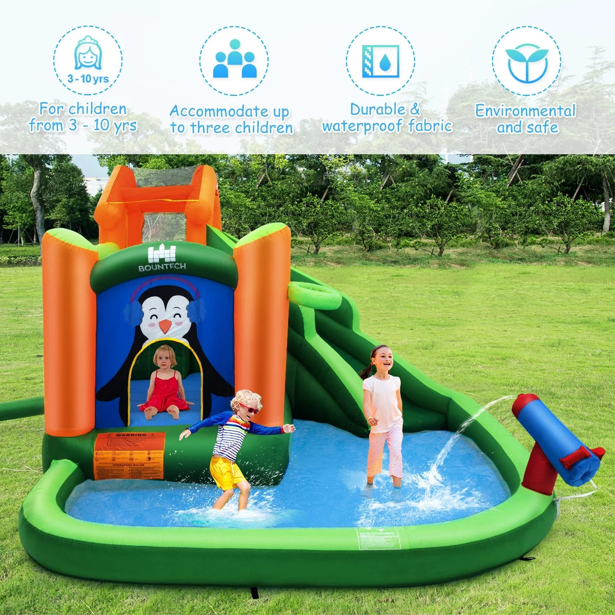 Inflatable Water Park Slide Bouncer with Splash Pool and Blower E4998